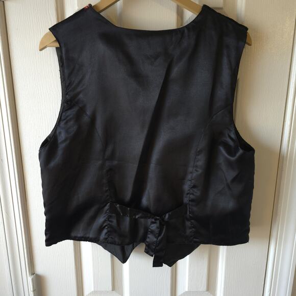 Tantrums Women’s Vest Size M Christmas Reindeer Patchwork Plaid Embroidered - Picture 6 of 7